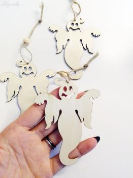 3 ulkige Geister Anhänger Holz